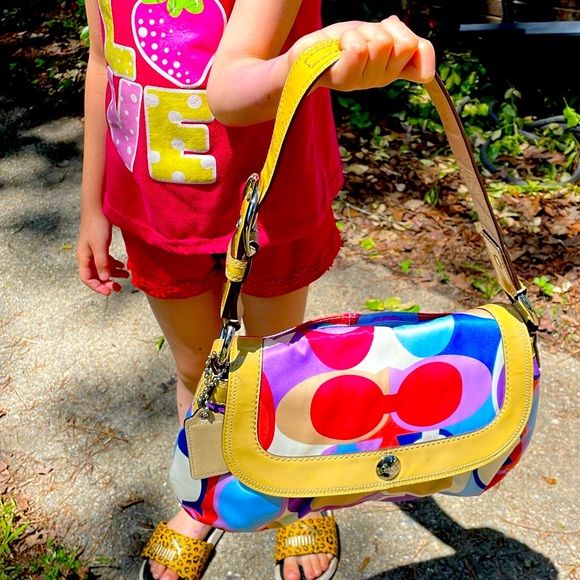 Coach SoHo Satin hobo bag. Multi colored 414 SN - Picture 3 of 13